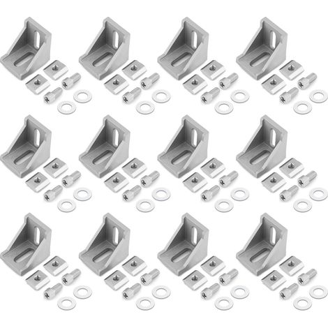 12 Pcs Equerre de Fixation en Aluminium, Equerre Metal Perforées 3030, Equerre de Fixation Angle Droit Support en Forme de L avec Écrous Vis, Équerre de Coin pour Fixation et Réparation Meuble (1/5)