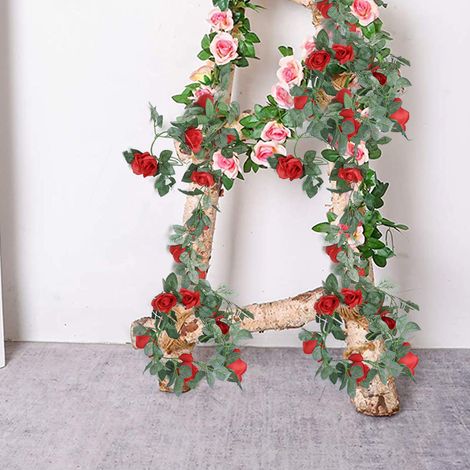 Guirlande Fleur Artificielle - Rattan Souple avec Roses - Décoration Arche Mariage Jardin Intérieur Extérieur - Lot de 3 (1/5)