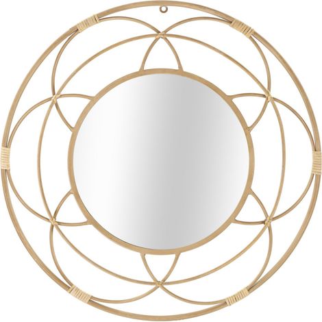 Specchio da parete Valencia con cornice in rattan naturale