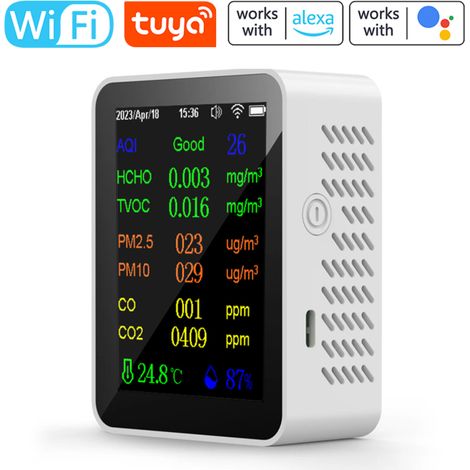 Irovami Testeur qualité air 9 en 1 – PM2.5/CO/CO2/HCHO, heure/date – Idéal pour maison, bureau, santé (1/5)