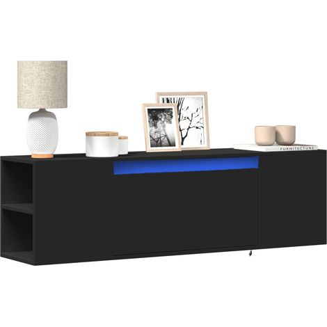 Meuble TV mural avec lumières LED noir 135x31x39,5 cm vidaXL (1/5)