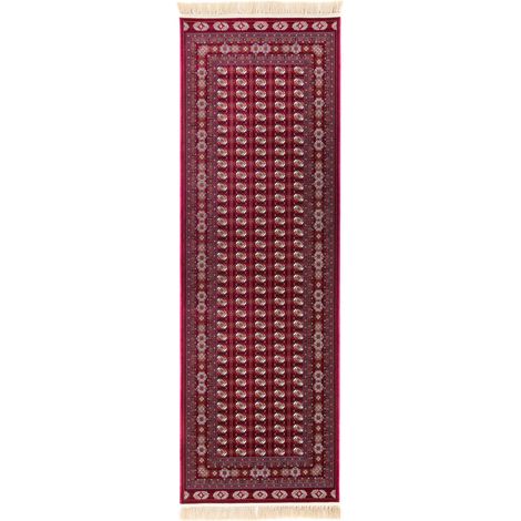Tapis persan Buchara  - 200x100cm, Rectangular - 100% Acrylique - Tissé - Rouge vin