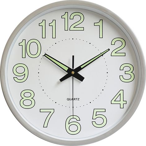 Horloge Murale - Fonction Lumineuse Sans Tic-Tac - Mouvement Quartz Silencieux - Pour Chambre Et Bureau - 1 Pièce (1/5)