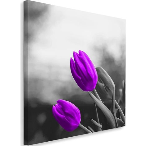 Tableau sur toile Fleurs Lilas Tulipes 40x40 (1/5)