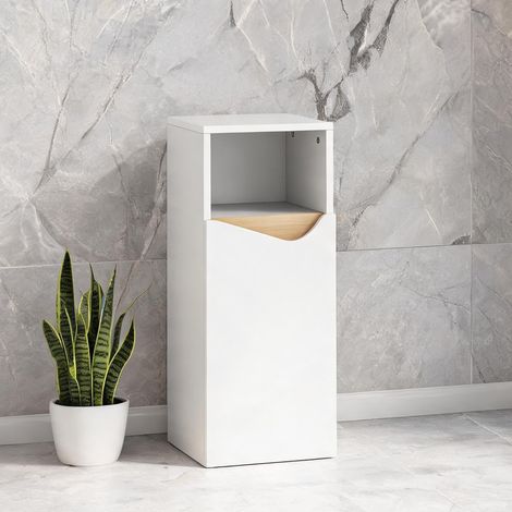 Meuble de rangement salle de bain en bois blanc 30 x 30 x 71,5 cm (1/5)