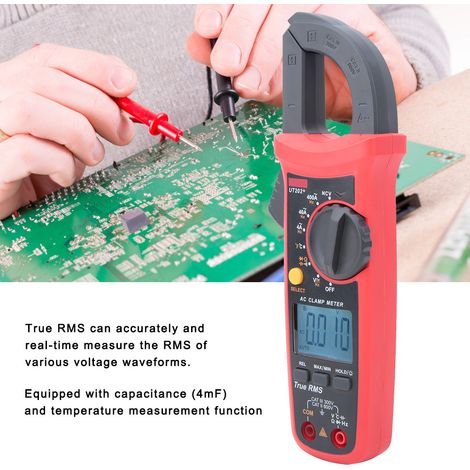 Pince ampèremétrique portable UNi T UT202+ à sélection automatique de la valeur efficace vraie (True RMS) avec écran LCD (1/5)