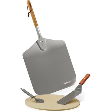 Mahlzeit Set de 4 pièces pour pizza Pierre à pizza avec pelle, coupe-pizza et spatule