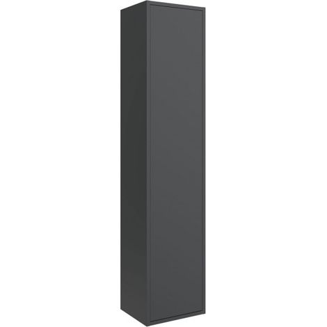 Abitare – Colonne de salle de bain suspendue 30x140 cm noir mat – 4 étagères réglables – Porte à pression – Montage réversible (1/3)