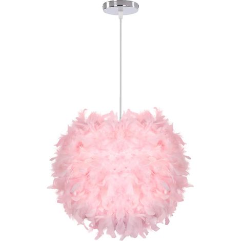 Lustre Diamètre cm Plume Suspension Chambre Salon Plafonnier 30 Rose (1/4)