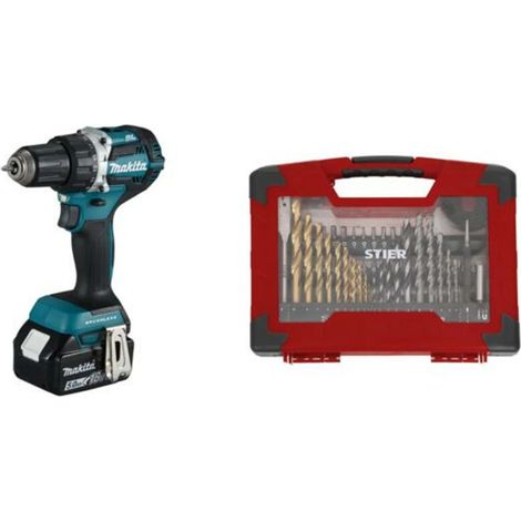 Makita Akku-Bohrschrauber DDF484RTJ 18V / 5Ah mit 100-teiligem Zubehör-Set (1/3)