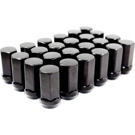 24 schwarze Duplex-Sechskantmuttern 14 x 1,5 mm, 45 mm Gesamtlänge, 7/8 x 22 mm für Cadillac, Chevy, Chevrolet, Ford (1/5)