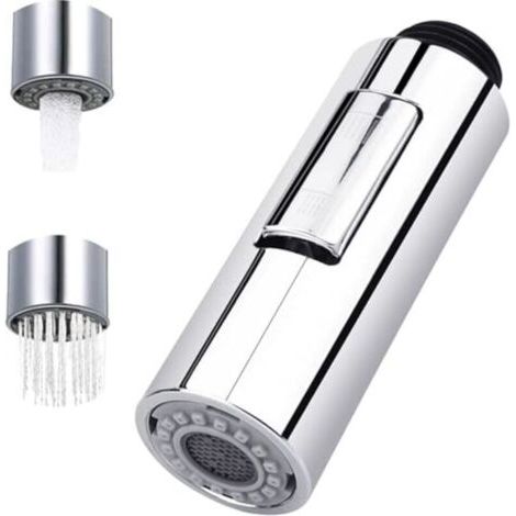 Douchette Extractible Robinet Pulvérisateur 2 modes économie d'eau facile à installer [Pommeau de douche de rechange en plastique] 9,5 x 3 cm (1/4)