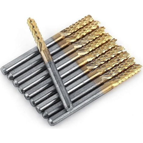 10 Stück 3,175 mm Hartmetall-Schaftfräser mit 1/8"-Schaft, titanbeschichtet, CNC-Leiterplattengravur
