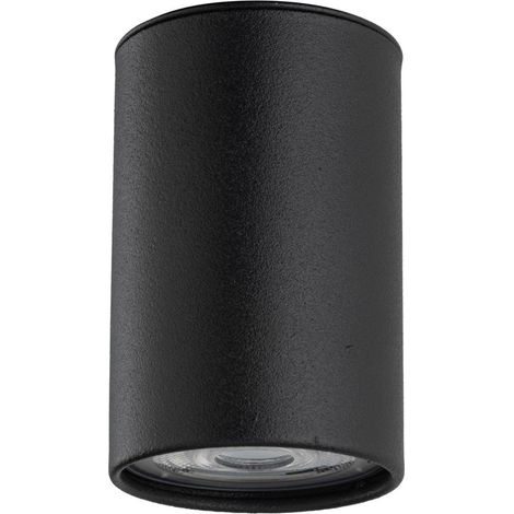 Spot Leuchte Decke Metall rund D: 5 cm Aufputz Schwarz GU10 Lampe