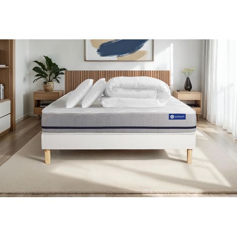Pacchetto letto completo - Materasso 200x200cm + Box spring con doghe (kit) + 2 cuscini + Piumino - Actiflex Soft (1/5)