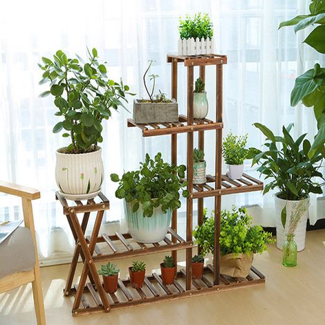 Étagère à plantes à 5 étages pour l'intérieur et l'extérieur - Étagère en bois - Étagère de jardin pour salon, balcon et bureau - 95 x 25 x 95 cm