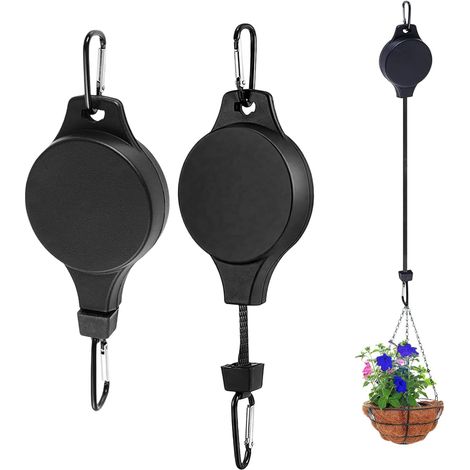 2 poleas telescópicas para colgar plantas, ganchos para colgar plantas, poleas retráctiles para colgar cestas de flores en interiores y exteriores. (1/5)