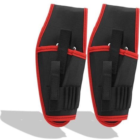 Pochette de ceinture de perceuse électrique 2 pièces, sac multifonctionnel d'outil d'électricien sans fil portatif de ceinture de taille réglable, pour stocker des forets et des attaches (1/5)