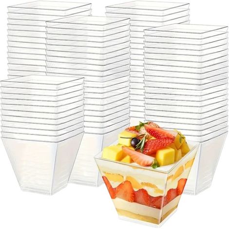 Vasitos cuadrados para postres de 120 ml, 50 unidades, para aperitivos y postres. (1/3)