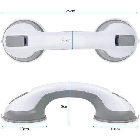 2 barras de apoyo para ducha con ventosas, barras de apoyo para ducha, barras de apoyo para baño, barras de apoyo para inodoro, asas de seguridad para bañera, no requieren perforación, extraíbles, par (1/4)