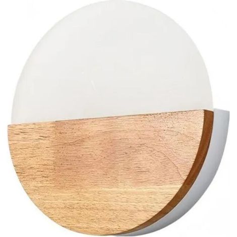 Applique Murale Interieur 6W LED Blanc Chaud - Lampe Murale Design Créatif Rond en Bois et acrylique - 1pcs