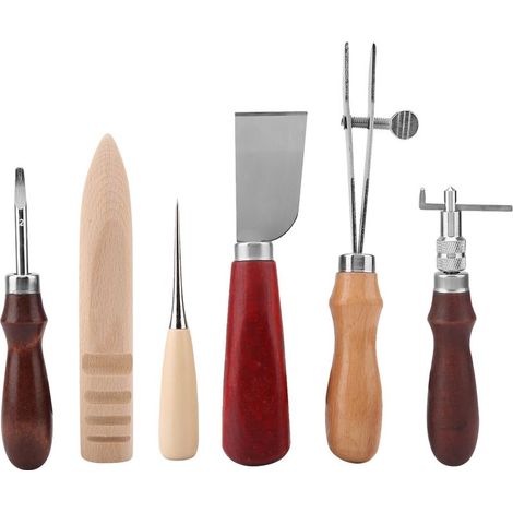 6-teiliges Lederbearbeitungswerkzeugset: Rillenmesser, Heimwerkerwerkzeug. (1/5)