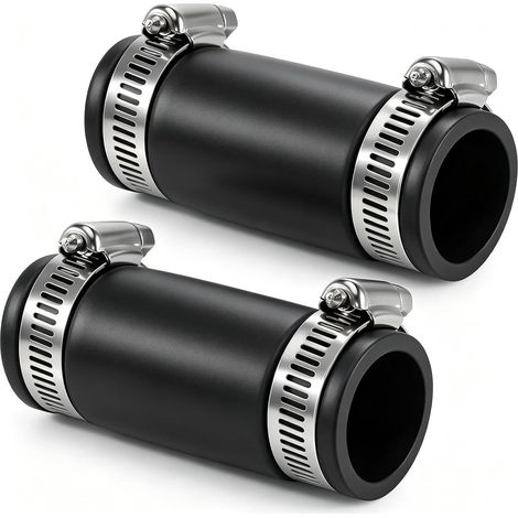 2 Manchons Flexibles, 32mm Manchon en Caoutchouc Flexible Raccord de Tuyau en Caoutchouc Flexible, Avec Colliers en Acier Inoxydable, pour Tuyau en PVC, Tuyau de Ventilation (1/5)
