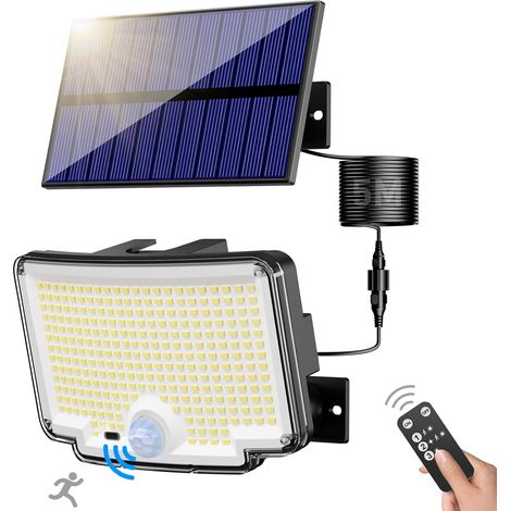 Lampe Solaire Extérieur Detecteur de Mouvement【310 LED/3Mode/Angle d'éclairage 270 °】, Lumiere Solaire Extérieure avec Télécommande, Étanche Eclairage Exterieur Solaire avec Câble de 5M 2 pièce (1/5)