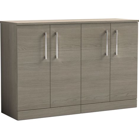 Balterley Bramshall Modern Bathroom 2 Door Floor Standing Vanity Unit with Worktop & Handles, Grey Vicenza Oak, 1205 mm