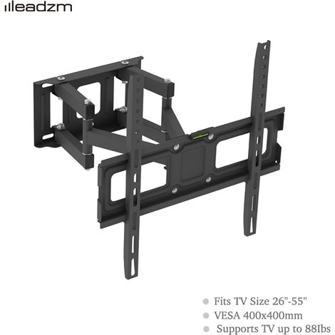LEADZM Adjustable Double Pendulum TV Stand 26-55 Inch with Large Base, Supports 40kg, VESA 400x400, 10° Tilt for Optimal Viewing