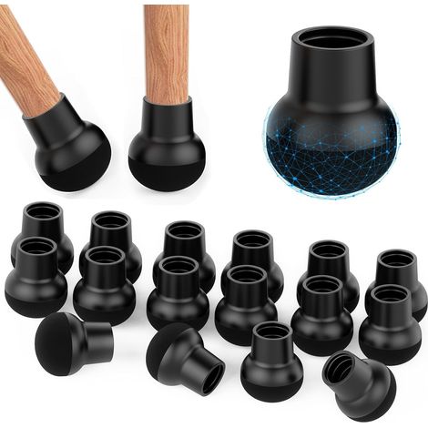Protection Pied de Chaise Ronds Protège-Pieds de pour protéger Les sols au Niveau des Pieds M 20-25 24 pcs 25 mm 20 Silicone Noir (1/5)