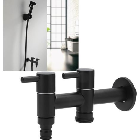 Waschmaschinenarmatur, Doppelhahn, wandmontierter Kaltwasserhahn, Edelstahl-Verlängerungsarmatur für Spülbecken, Garten- und Poolarmatur für Waschmaschinen (1/4)