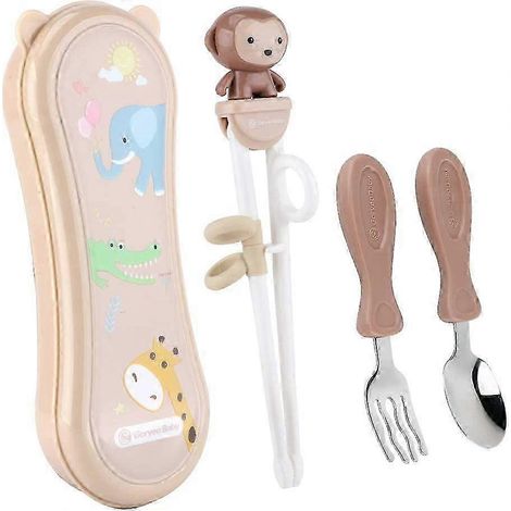 Set de couverts pour tout-petits en acier inoxydable avec baguettes d'apprentissage pour enfants (1/5)