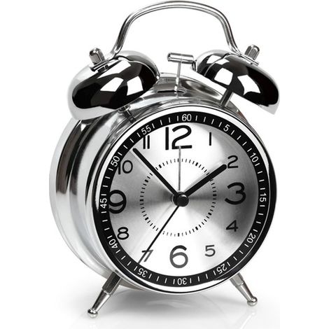 Réveil super puissant pour adultes gros dormeurs, double cloche rétro 4 pouces, silencieux, sans tic-tac, à quartz avec rétroécl