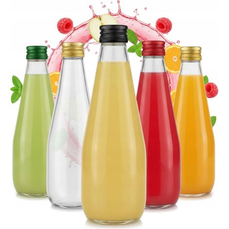 5 Flaschen für Safttropfen à 330 ml + Verschlusskappe, Glasflaschen für Sirup und Tinktur (1/5)