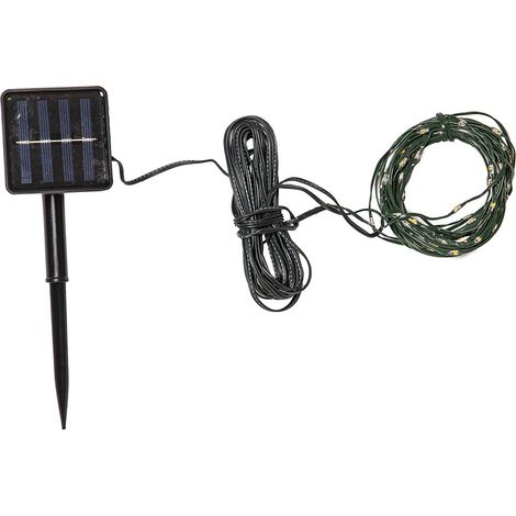 Star Trading Guirlande lumineuse solaire Dew Drop Micro, Guirlande lumineuse, solaire, vert, extérieur, blanc chaud, 7,4 mètres