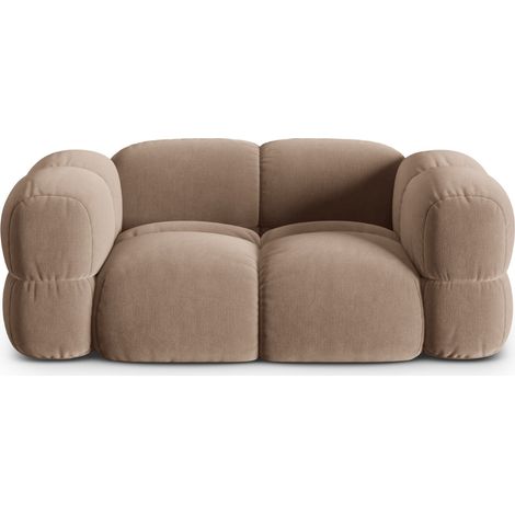 Canapé 2 places en velours beige foncé (1/5)