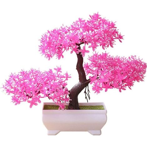 Plante en Pot Plante Artificielle Conception de Pin Coloré Plastique Bonsaï de Simulation Extérieur Plante Verte Décoration d'intérieur Salon Table à Manger Chambre Bureau (1/4)
