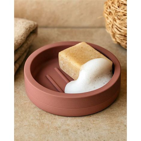Exagonshop Porta sapone in poliresina terracotta Marika