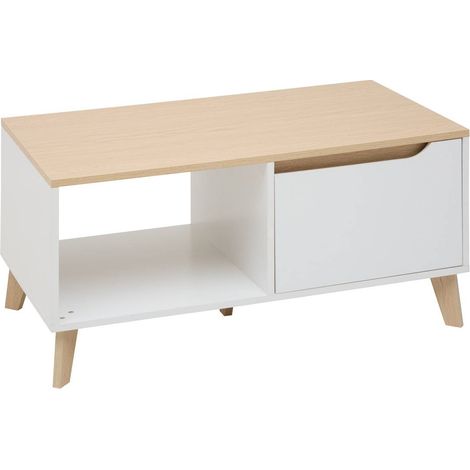 Table basse luma rectangulaire 48x90cm blanc - 5five (1/5)