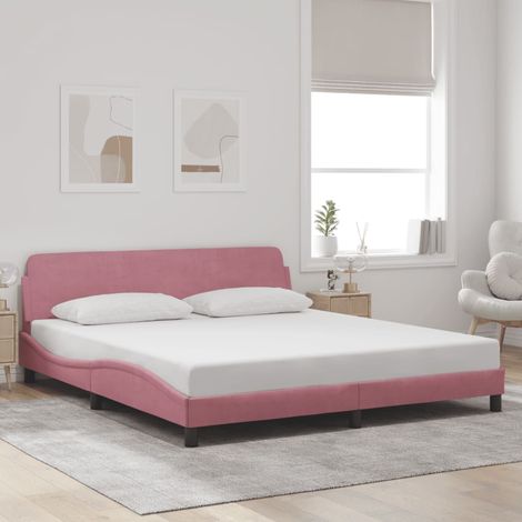 Estructura de cama con cabecero Dover terciopelo rosa 180x200 cm vidaXL (1/5)