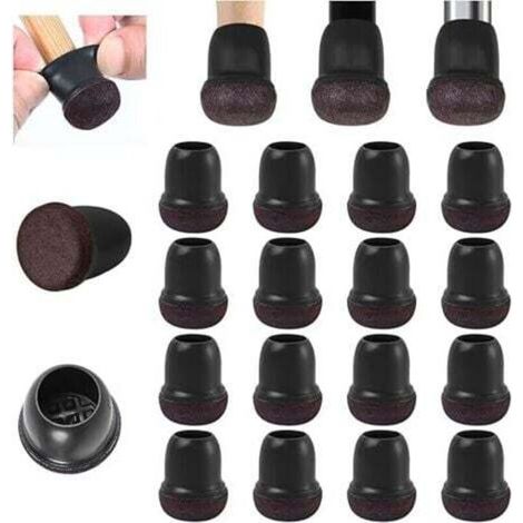 Chair Leg Protectors, 16 Small Black Silicone Floor Protectors with Felt Wrap (XS), Chair Leg Covers, Rubber Chair Leg Caps, Noise-Free