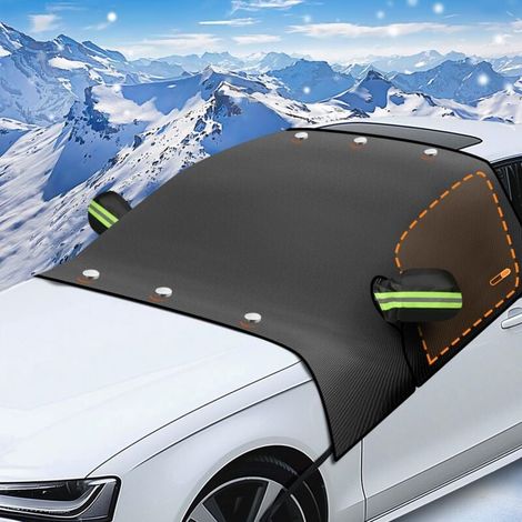 Housse de pare-brise de voiture XVX, grande housse magnétique avec protection de rétroviseur latéral, protection d'hiver contre le vent, la neige, la poussière, le gel et le soleil - 210 x 145 cm (1/4)