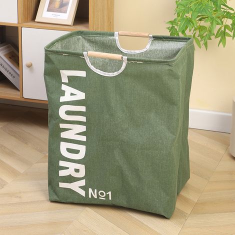 Panier de rangement vêtements 60L pliable, sac vert grande capacité pour placard, armoire, rangement chambre, vêtements organisés (1/5)