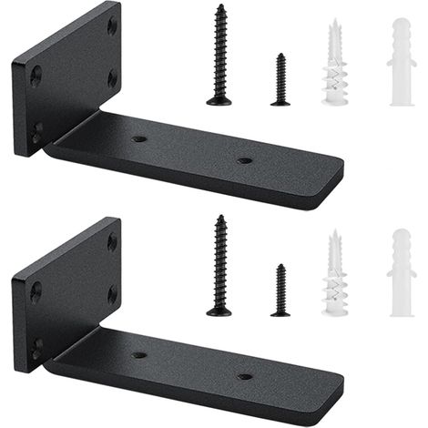 Confezione da 2 staffe per mensole galleggianti da 15 cm, staffe per mensole resistenti per mensole, staffe per mensole industriali con viti abbinate, capacità di carico di 75 kg (nero) (1/5)