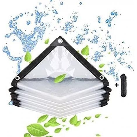 Telo trasparente impermeabile con occhielli - per mobili da giardino - adatto per uso esterno - resistente alla pioggia - isolamento per piante - antipolvere - con cordino 2 x 3 m (1/5)