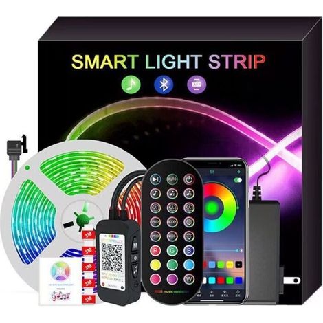 Ruban Led 20M, Bande Led 5050 RGB , Led Ruban Lumineuse Flexible Multicolore avec Télécommande 24 Touches,Utilisé pour la décoration de maison de chambre à coucher (1x20M) (1/4)