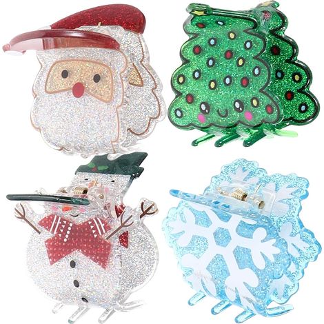 Set di 4 piccole mollette per capelli in acrilico, perfette per le feste. (1/5)