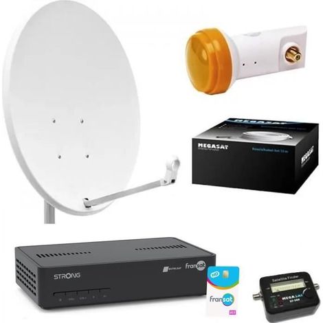 Kit Parabole 60 cm - THOMSON - Récepteur Strong FRANSAT - LNB Single - 20m Coaxial - Satfinder