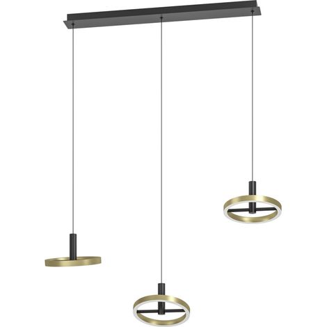 Suspension Brest 3 lumières droites noires avec de l’or - 300204